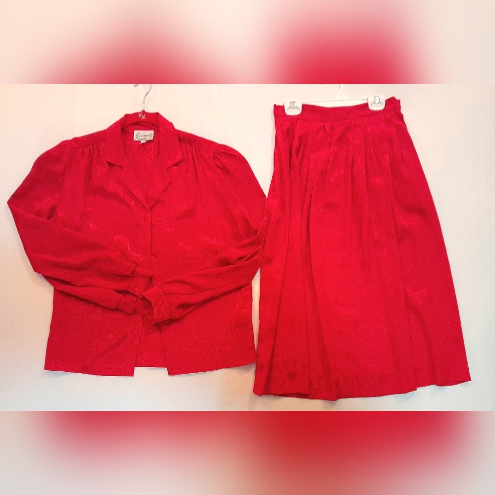 Red Blouse and Skirt Size 7/8  2 Piece Set